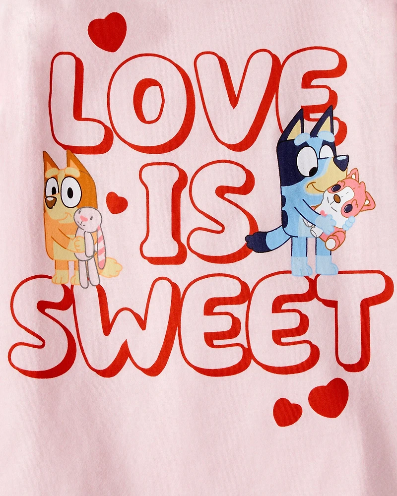Toddler Girl Valentine's Day Bluey™ Short-Sleeve Graphic Tee - Pink