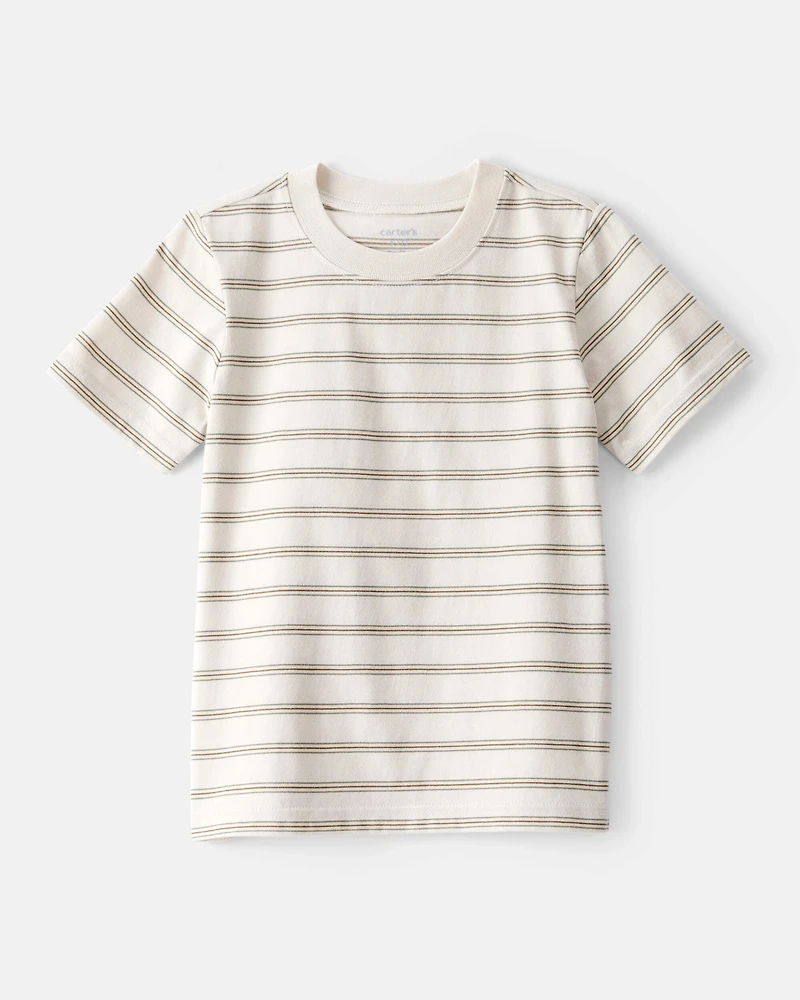 Toddler Boy Striped Short-Sleeve Pocket Tee - Tan