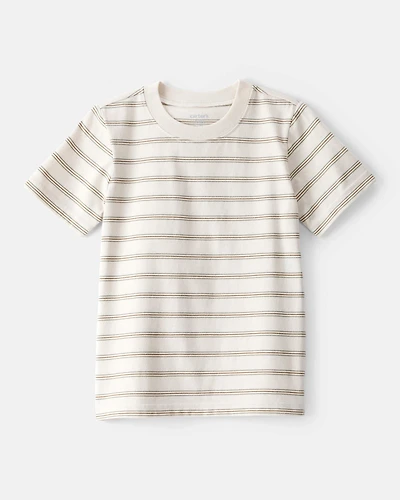 Toddler Boy Striped Short-Sleeve Pocket Tee - Tan