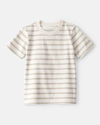 Toddler Boy Striped Short-Sleeve Pocket Tee - Tan
