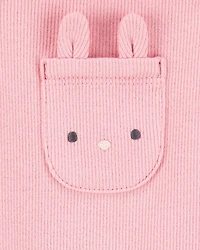 Baby 2-Piece Floral Bunny Long-Sleeve Tee & Coverall Set - Pink