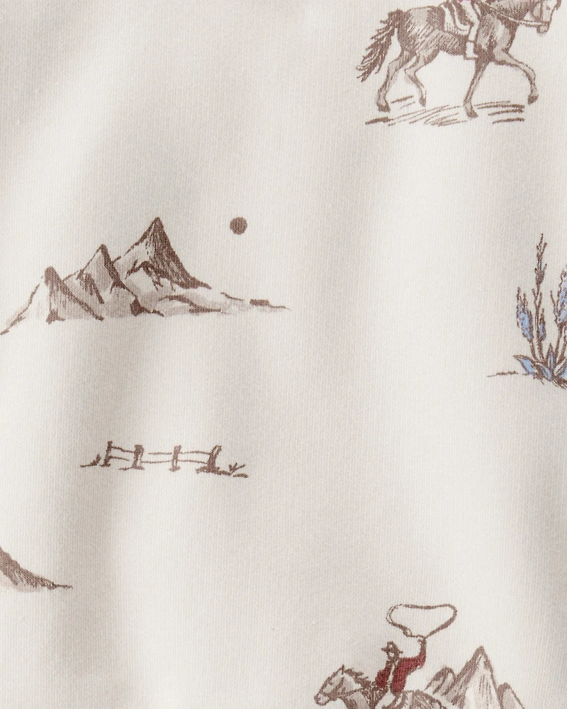 Baby Girl French Terry Sweatshirt Made with Organic Cotton Western Rodeo Print