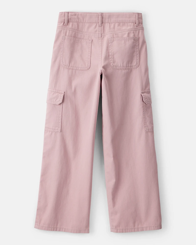 Girls Cotton Wide-Leg Pants - Pink