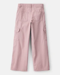 Girls Cotton Wide-Leg Pants - Pink