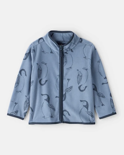 Toddler Boy Penguin Microfleece Zip-Up Jacket - Blue