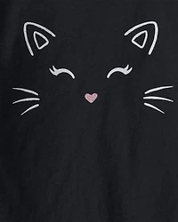 Toddler 2-Piece Halloween Cat Tee & Tulle Skirt Set - Black