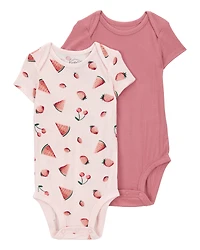 Baby 2-Pack Short-Sleeve PurelySoft Bodysuits - Pink