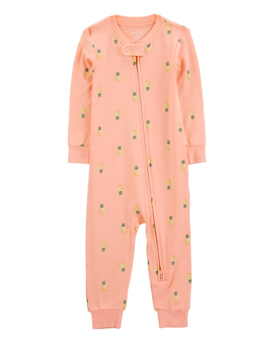 Baby Pineapple Print PurelySoft Footless 1-Piece Pajamas - Coral