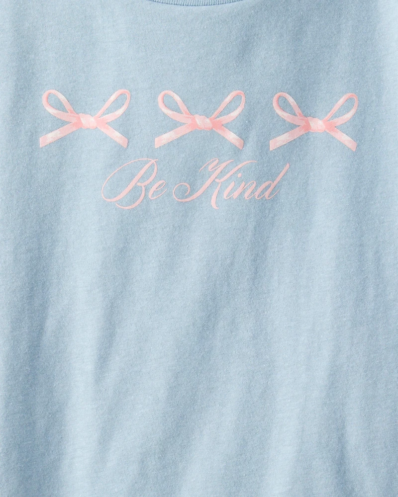 Girls Bow Short-Sleeve Graphic Tee - Blue