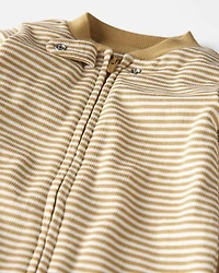 Baby Organic Cotton Rib Sleep & Play Pajamas in Stripes