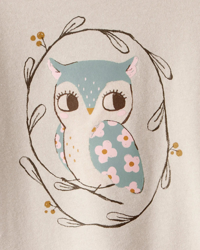 Toddler Girl Owl Long-Sleeve Graphic Tee - Tan
