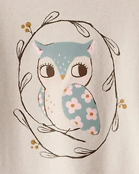 Toddler Girl Owl Long-Sleeve Graphic Tee - Tan