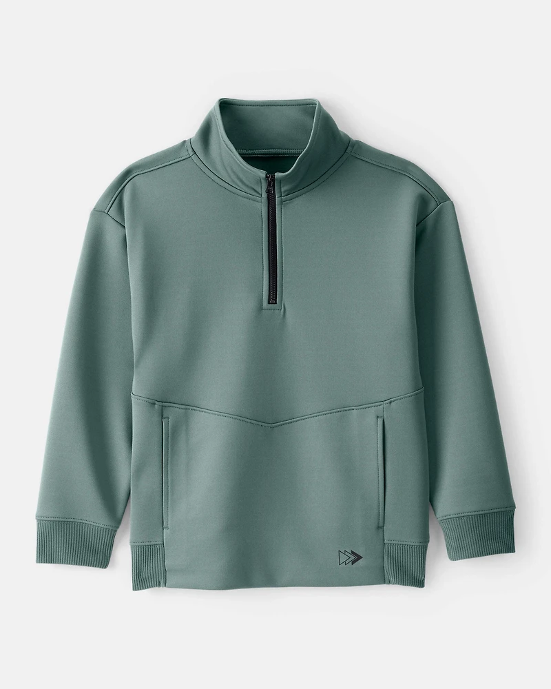 Boys 2-Piece Quarter-Zip Pullover & Active Joggers Set - Green