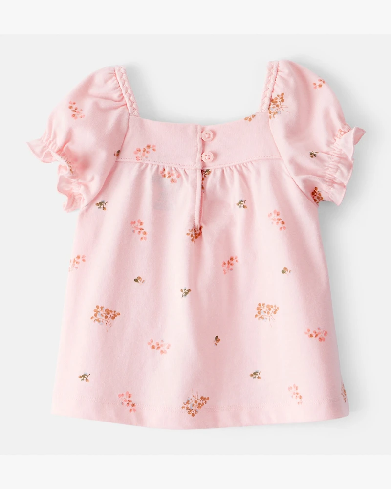 Baby Girl Floral Short-Sleeve Top - Pink