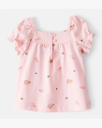 Baby Girl Floral Short-Sleeve Top - Pink