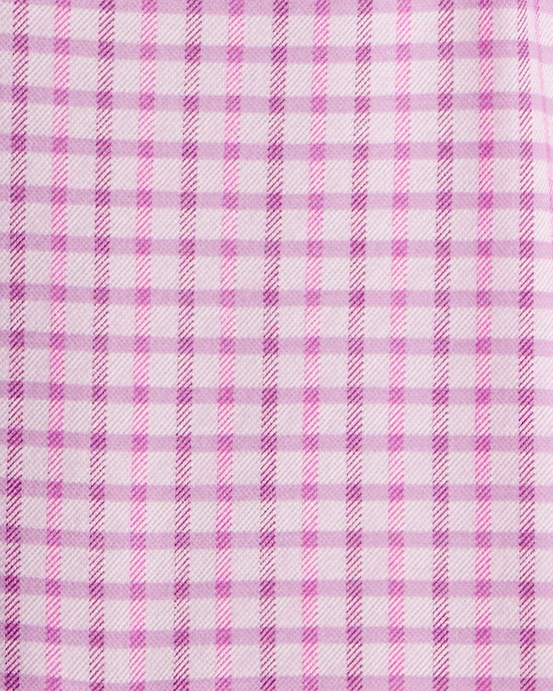 Kid 2-Piece Long-Sleeve Tee & Plaid Dress Set - White/Pink