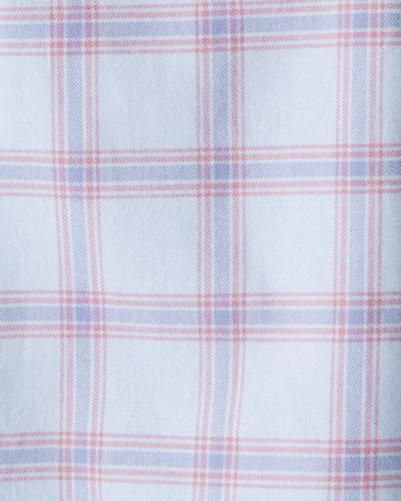 Girls Plaid Long-Sleeve Button-Down - Blue