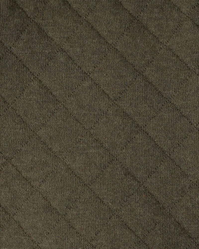 Baby Quilted Snap-Up Hoodie - Olive