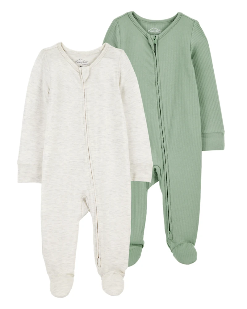 Baby 2-Pack Zip-Up PurelySoft Sleep & Play Pajamas