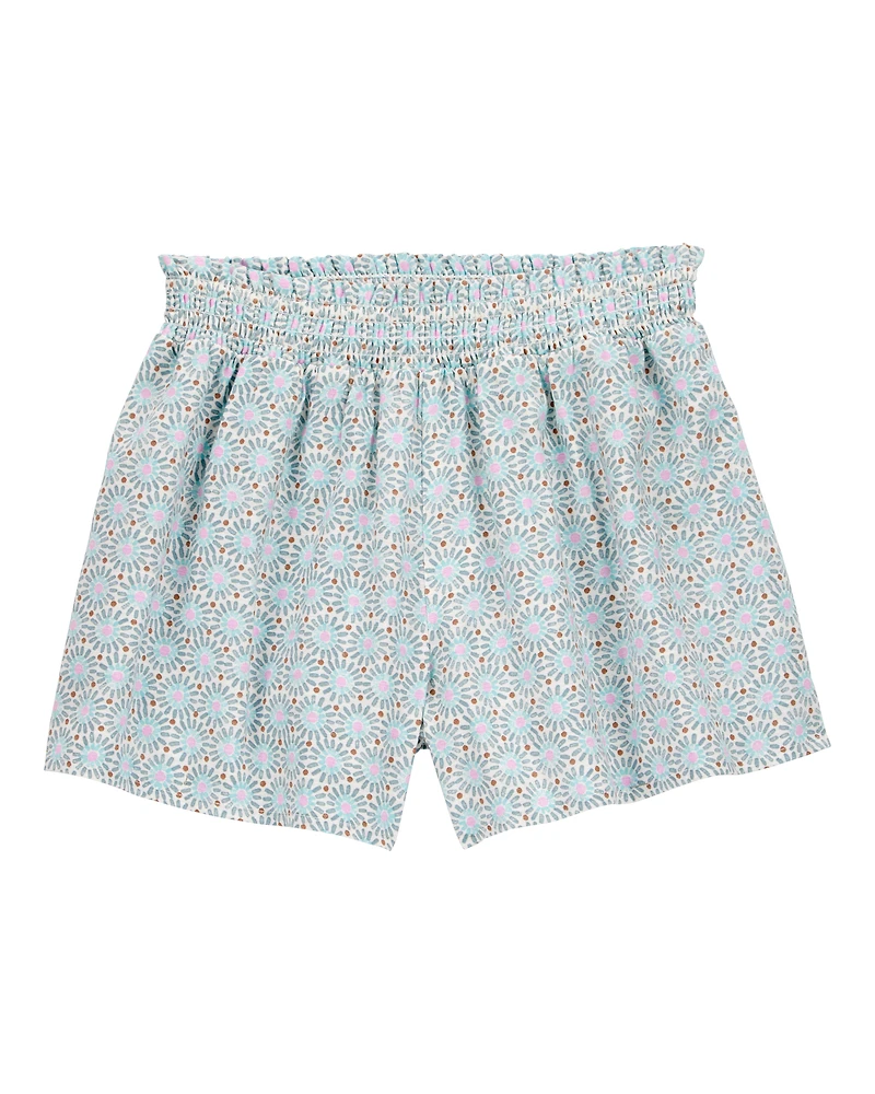Kid Geo Print Linen Look-Alike Flowy Pull-On Shorts