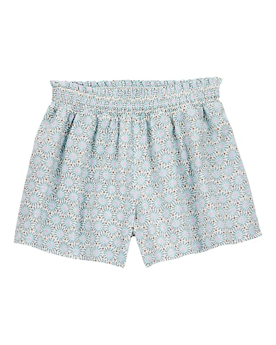 Kid Geo Print Linen Look-Alike Flowy Pull-On Shorts