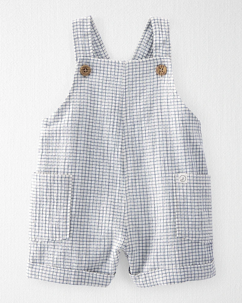 Baby Organic Cotton Checkered-Print Shortalls