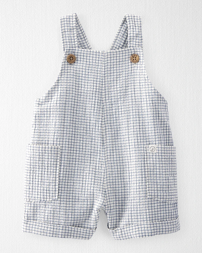 Baby Organic Cotton Checkered-Print Shortalls