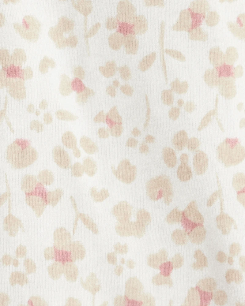 Toddler Girl Floral Velour Dress Set - Tan