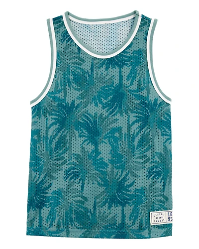 Kid Active Tropical Print Mesh Tank - Green