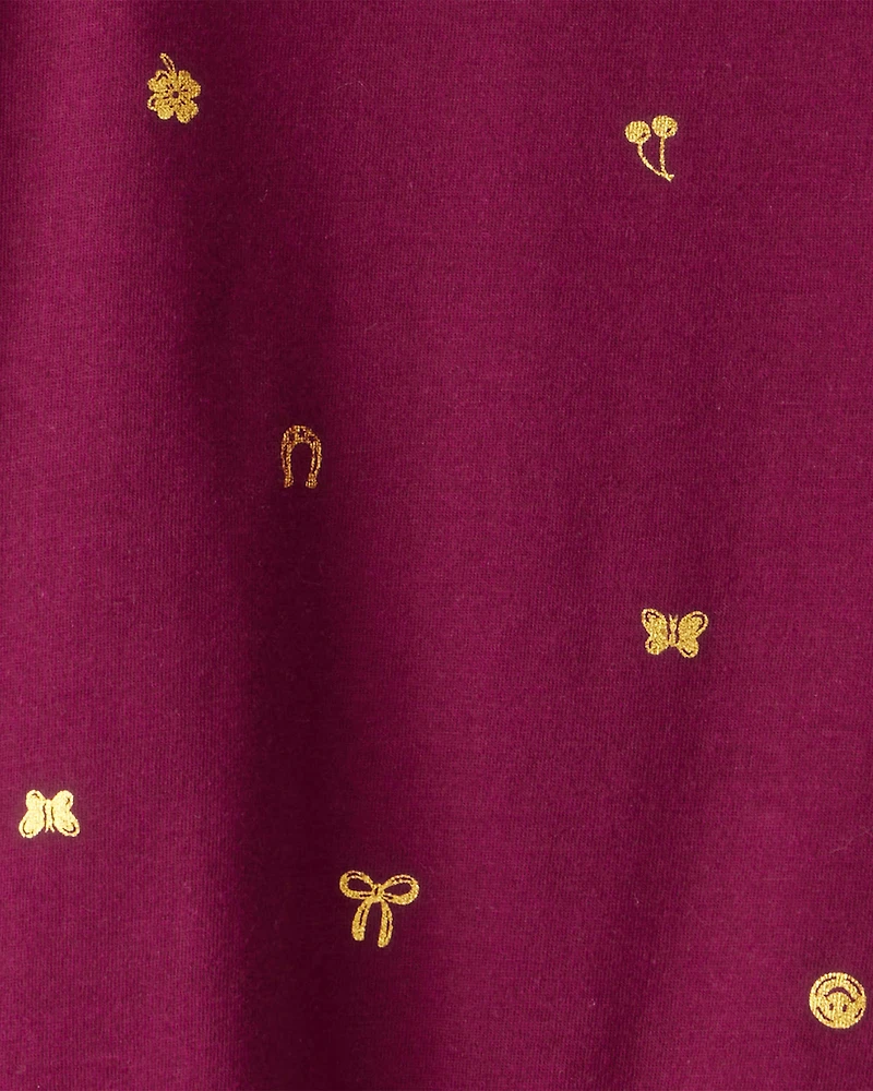 Girls Icon Print Pocket Tee - Maroon