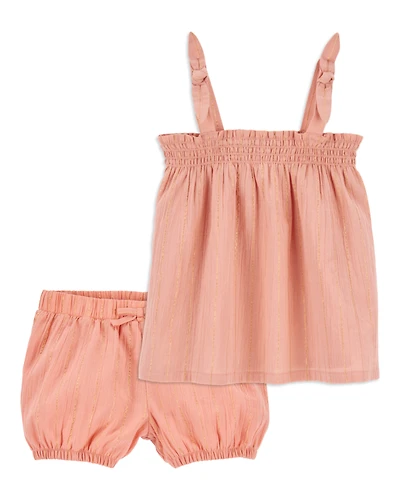 Baby 2-Piece Boho Chic Gauze Tank & Pull-On Woven Shorts Set - Orange