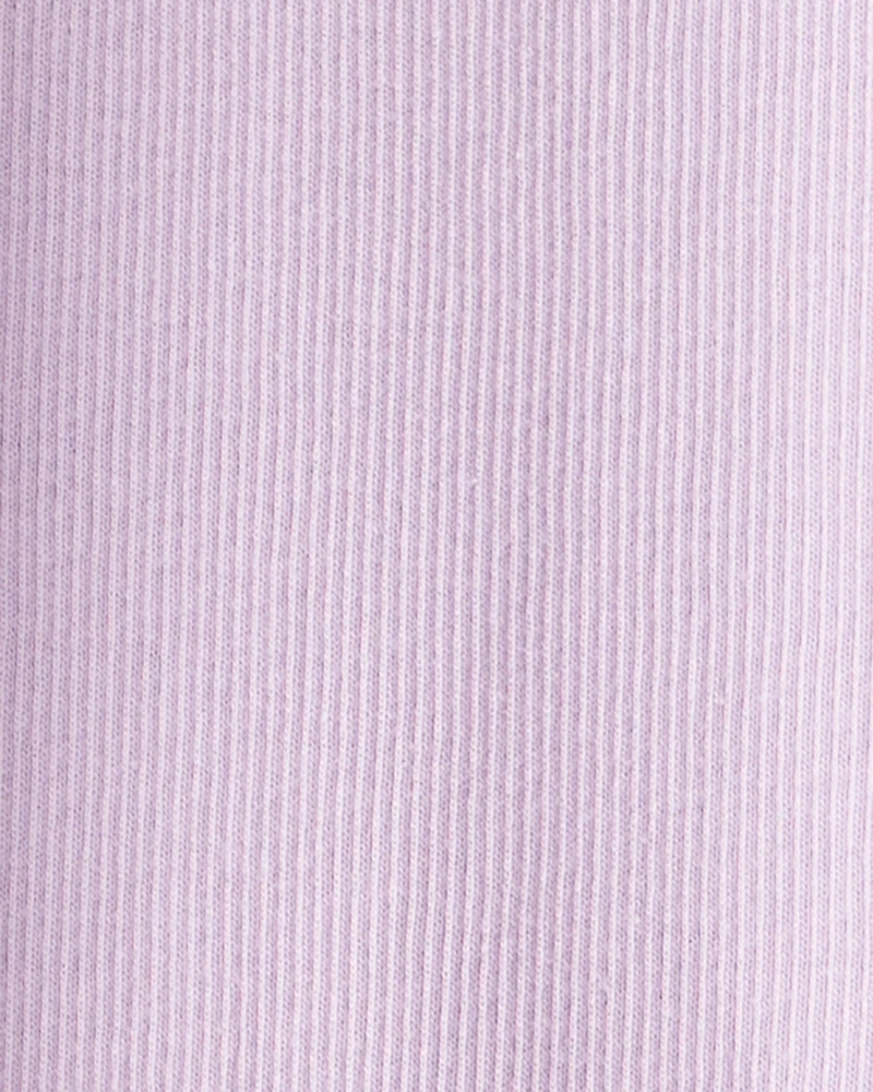 Girls 100% Cotton Pull-On Stretch Leggings - Purple