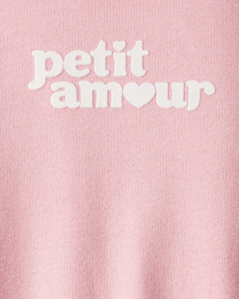 Baby Girl 'Petit Amour' Cotton Long-Sleeve Jumpsuit - Pink