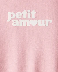 Baby Girl 'Petit Amour' Cotton Long-Sleeve Jumpsuit - Pink