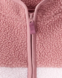 Baby Girl Color Block Microfleece Zip-Up Jacket - Pink