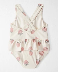 Baby Girl Recycled Strawberry-Print Swimsuit