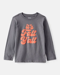 Toddler Boy Its Fall Yall Long-Sleeve Graphic Tee - Grey