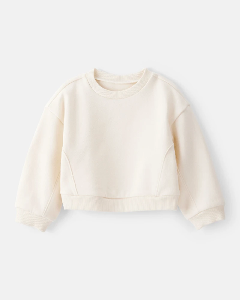 Baby Girl 2-Piece DayDream Fleece Pullover Sweatshirt & Joggers Set - White/Brown