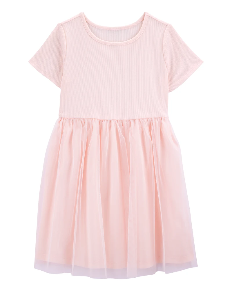 Kid Solid Short-Sleeve Dress - Pink