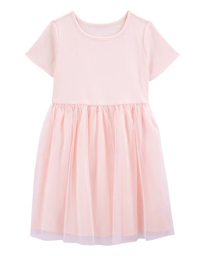 Kid Solid Short-Sleeve Dress - Pink