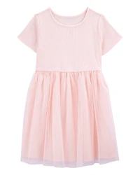 Kid Solid Short-Sleeve Dress - Pink