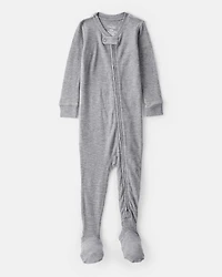 Baby Boy PurelySoft Long-Sleeve 2-Way Zip 1-Piece Pajamas - Grey