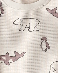 Toddler Waffle Knit Pajamas Made with Organic Cotton in Artic Friends Print