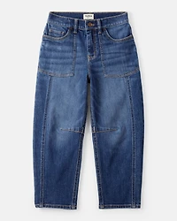 Girls Denim Barrel Jeans - Blue