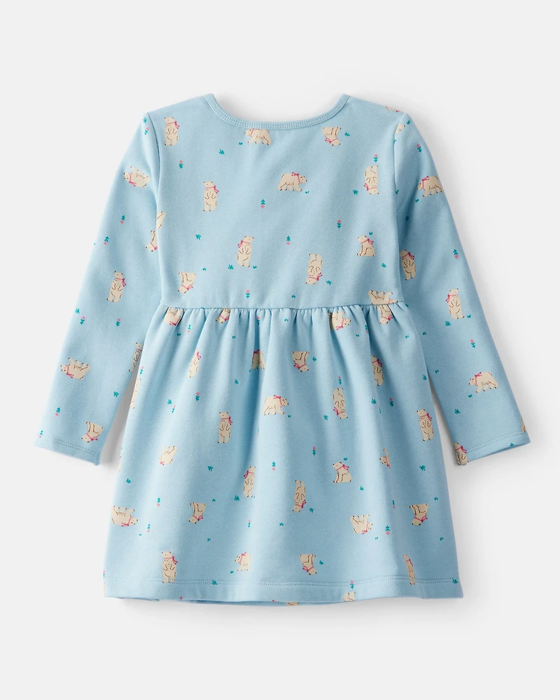 Toddler Girl DayDream Fleece Polar Bear Knit Dress - Blue