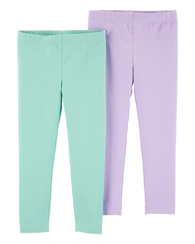 Baby 2-Pack Turquoise & Purple Cotton Stretch Leggings