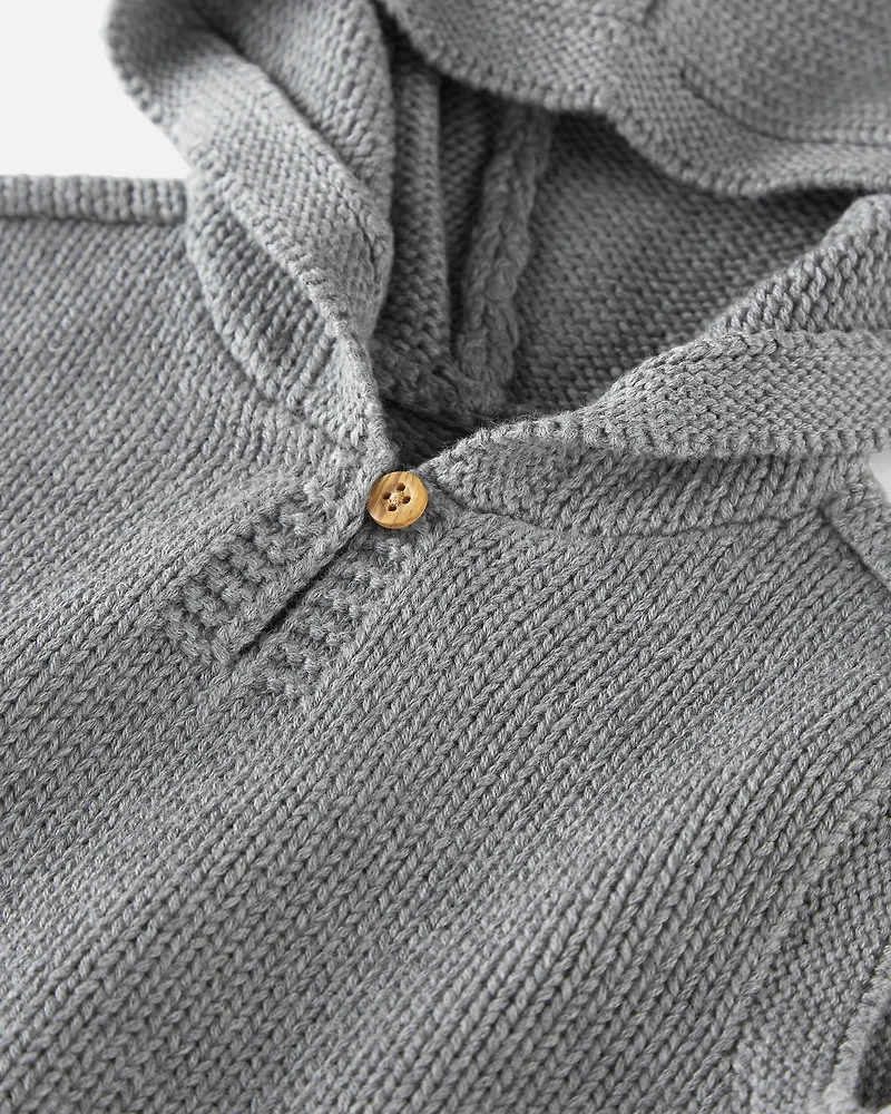 Baby Organic Cotton Sweater Knit Hooded Poncho