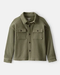 Toddler Boy Long-Sleeve Waffle Knit Utility Shirt - Green