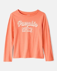 Girls Pumpkin Spice Long-Sleeve Graphic Tee - Orange