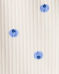 Baby Girl Blueberry Print Cotton Pull-On Pants - Ivory